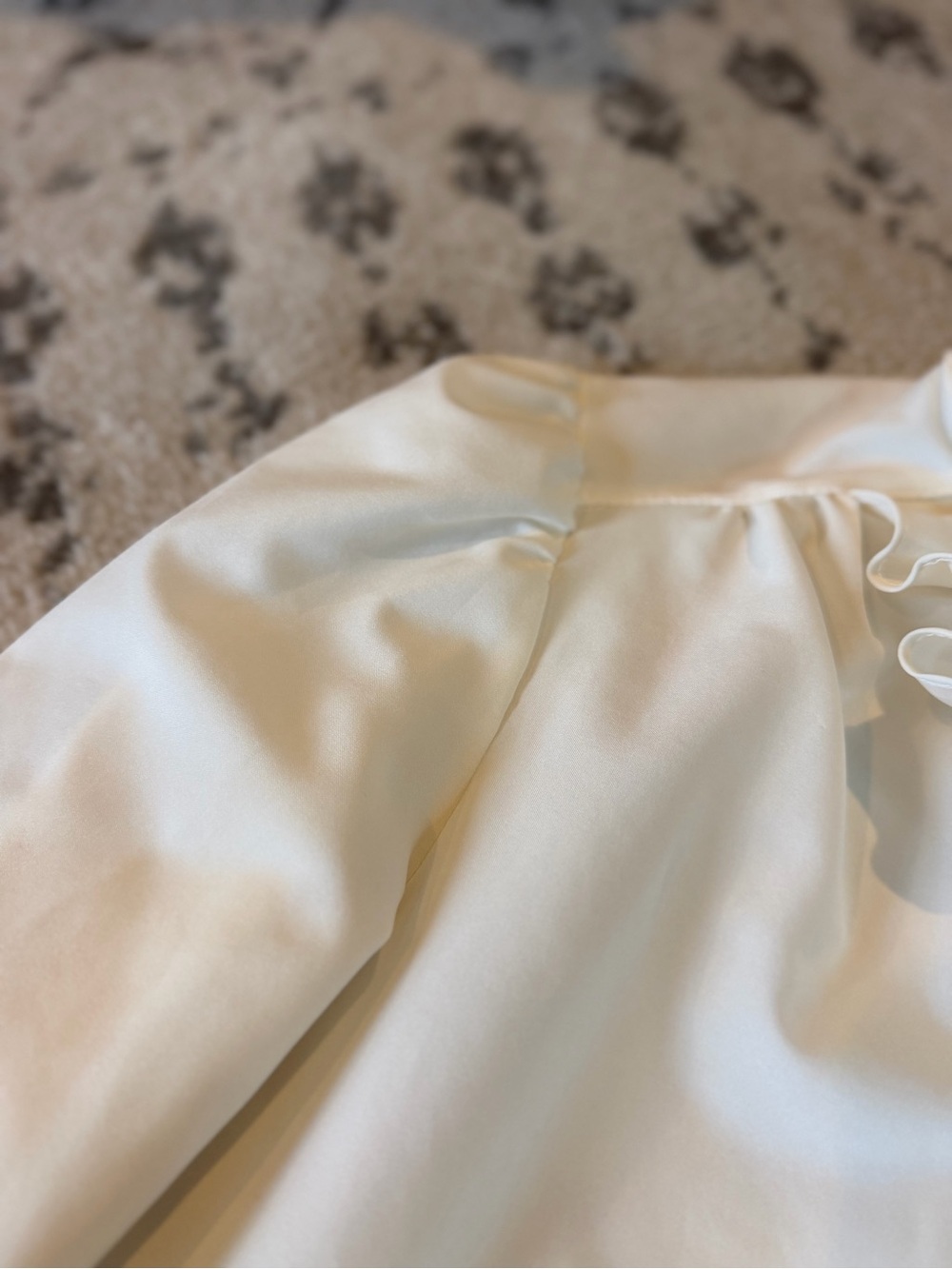 Women's Cream Ruffle-Front Button Blouse - Picture 7 of 10